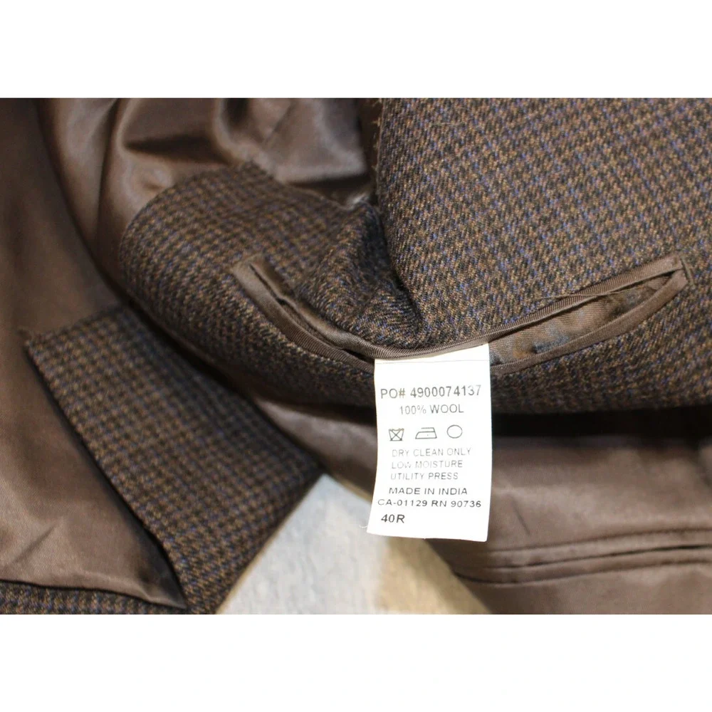 Lauren Ralph Lauren Blazer Men 40R Houndstooth Wool 2-Button Single Breasted